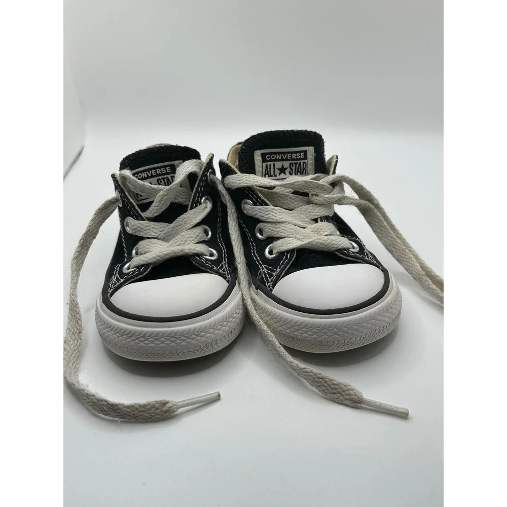 Converse All Star Toddler Sneakers Low Top Black‎ Canvas Shoes US Size 5